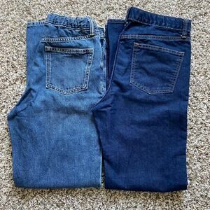 Lot of 2 Old Navy Jeans Boys 18 Denim Adjustable Waist Straight Leg Loose Fit